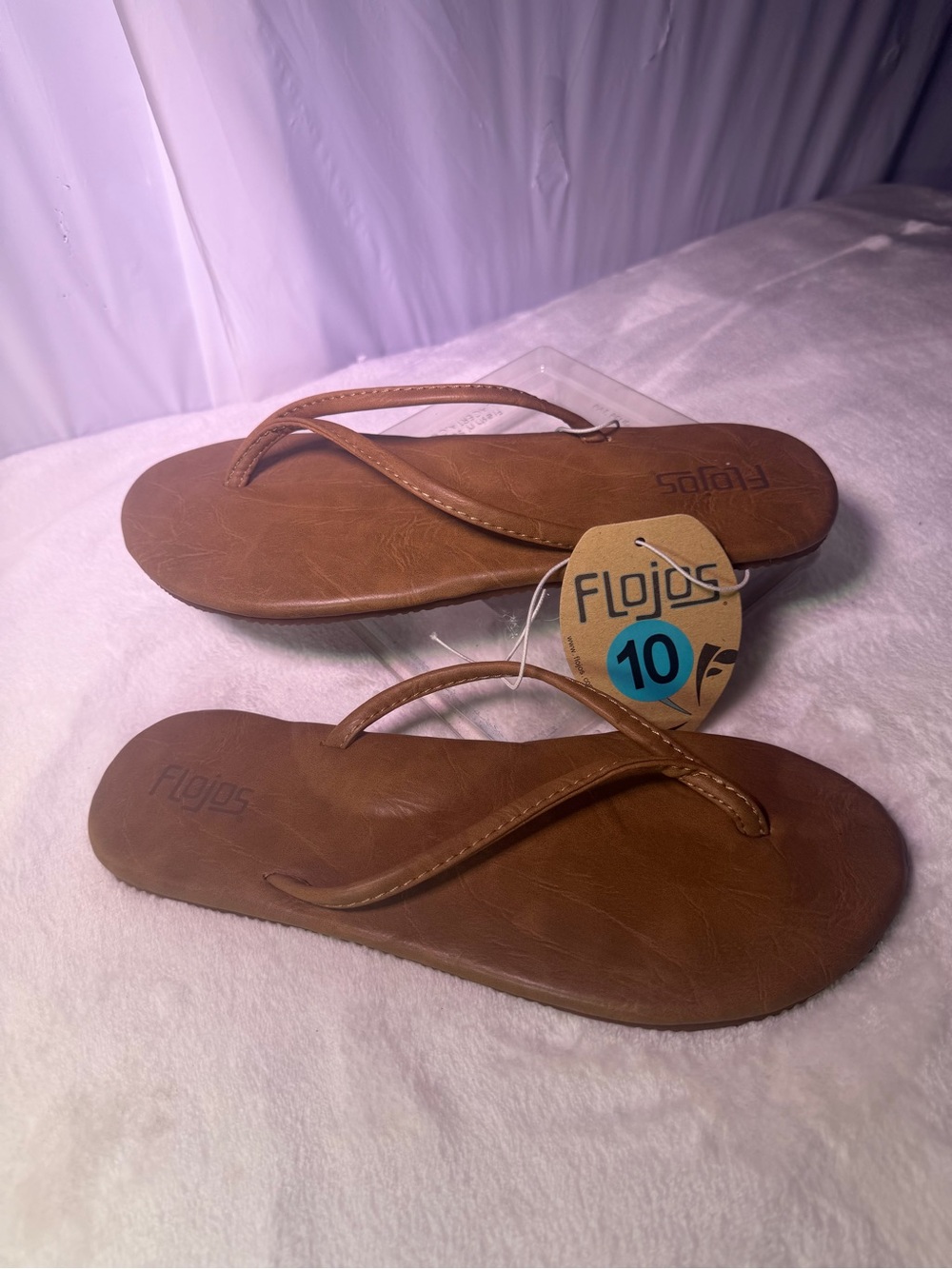 Flojos Brown Women's Flip Flop Sandals - Simple Leather-Look Straps